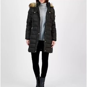 Michael by Michael Kors Women's Faux-Fur-Trim Hooded Puffer Coat